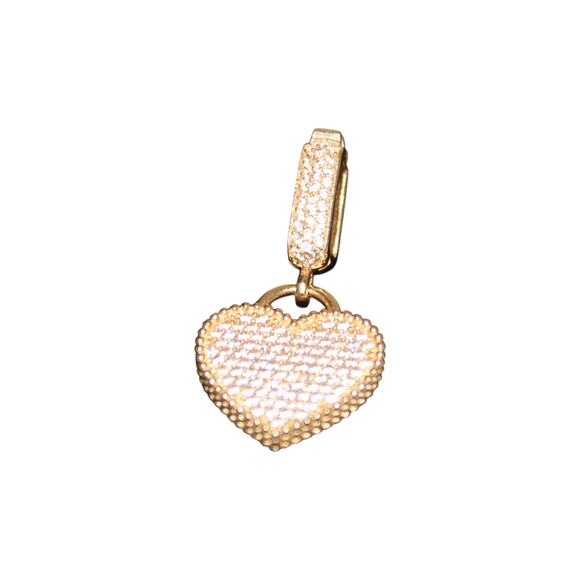 Double-sided 14k Gold Full Crystal Necklace Pendant Charm 4.6 Grams - Picture 3 of 9